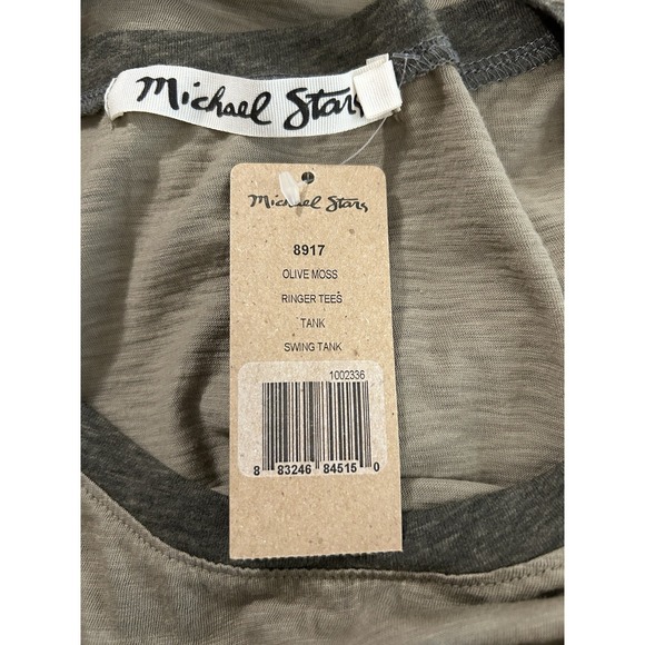 NWT Michael Stars Olive Moss Ringer Tees Swing Tank Size OS One Size - Picture 5 of 7